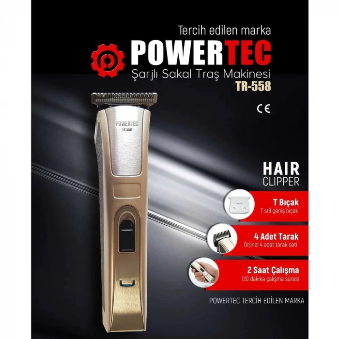 POWERTEC TR-558 ŞARJLI SAÇ KESME