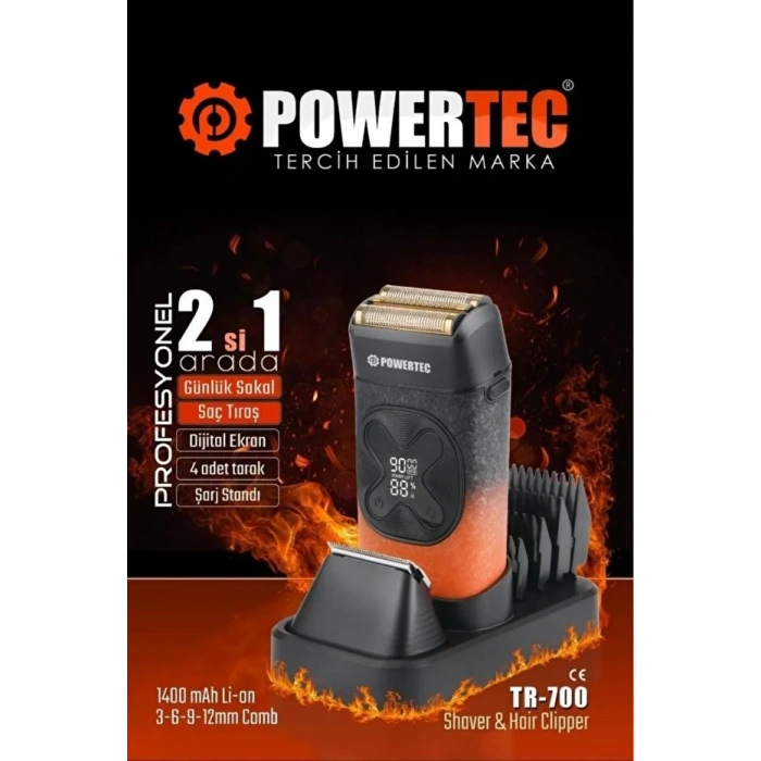 POWERTEC TR-700 2 İN 1 SAÇ SAKAL KESME