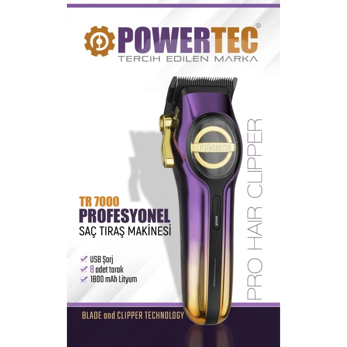 POWERTEC TR-7000 ŞARJLI SAÇ KESME