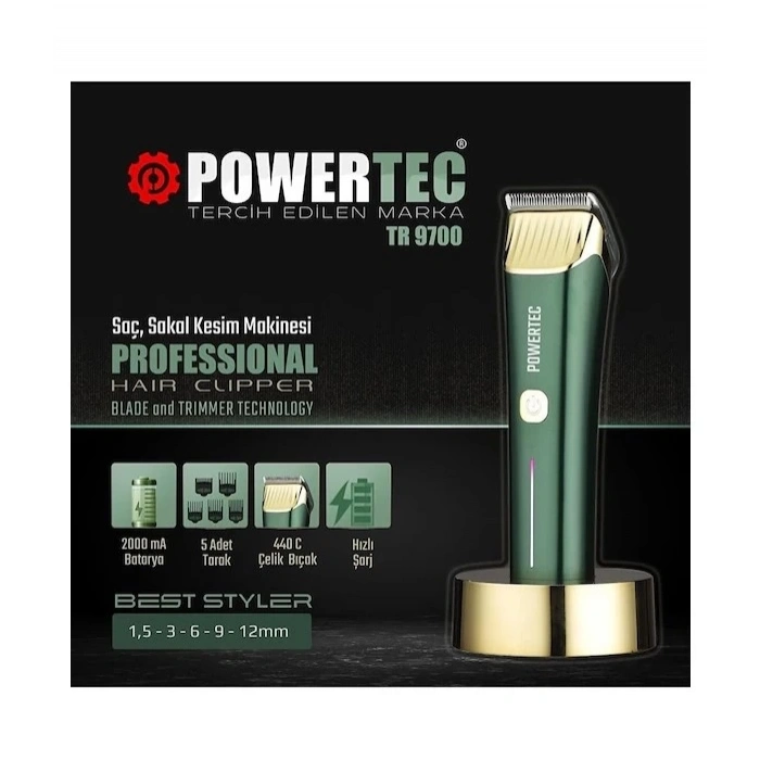 POWERTEC TR-9700 ŞARJLI SAÇ KESME