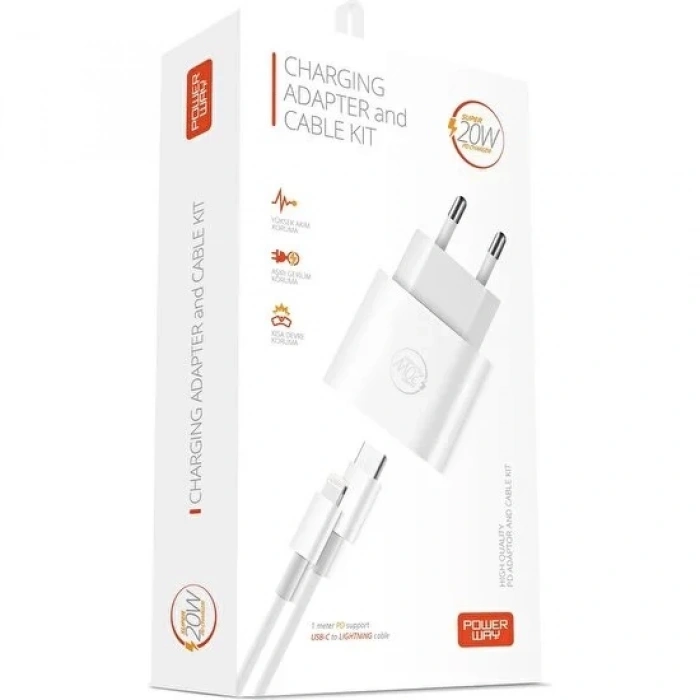 POWERWAY RXS20 20W IPHONE ŞARJ SETİ