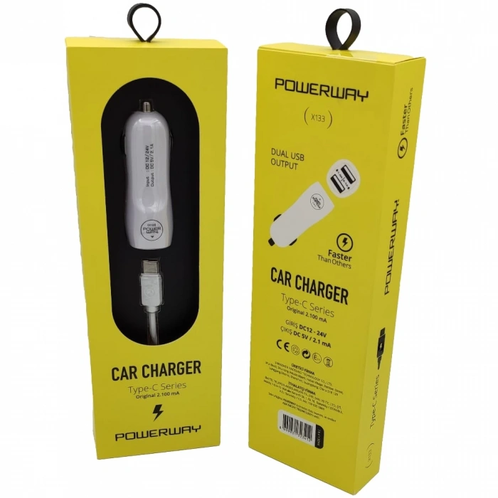 POWERWAY X133 3.1A TYPE-C ARAÇ ŞARJ SETİ