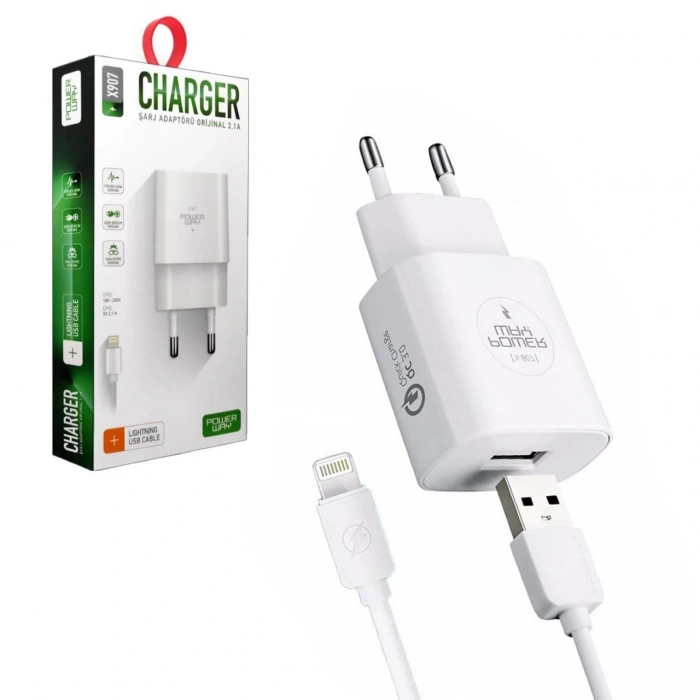 POWERWAY X907 2.1A IPHONE ŞARJ SETİ