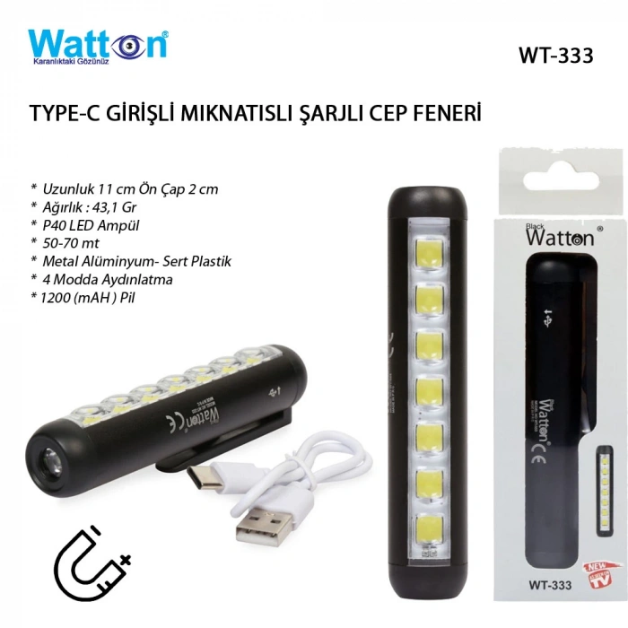 WATTON WT-333 LEDLİ EL FENERİ