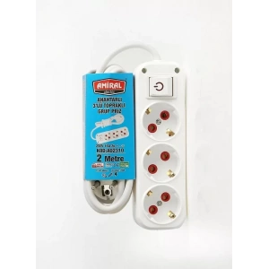 AMİRAL 3 LÜ 2MT. ANAHTARLI GRUP PRİZ