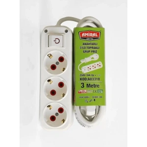 AMİRAL 3 LÜ 3MT.ANAHTARLI GRUP PRİZ