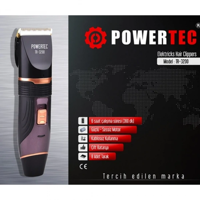 POWERTEC TR-3200 ŞARJLI SAÇ KESME