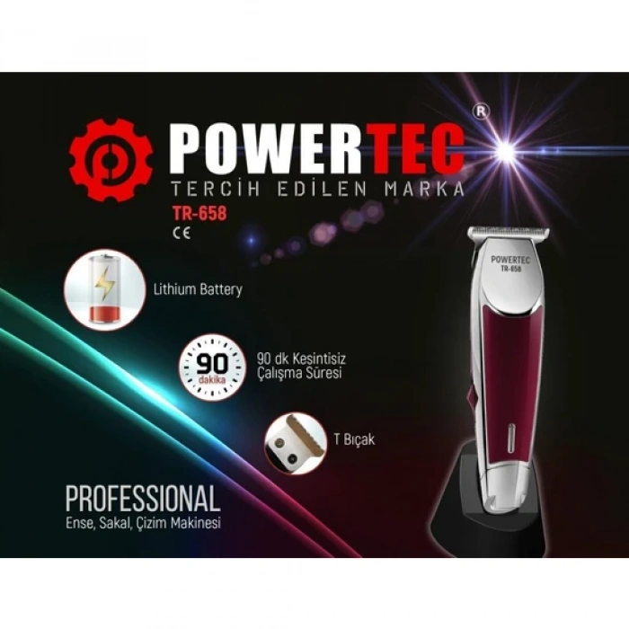 POWERTEC TR-658 ŞARJLI SAÇ KESME