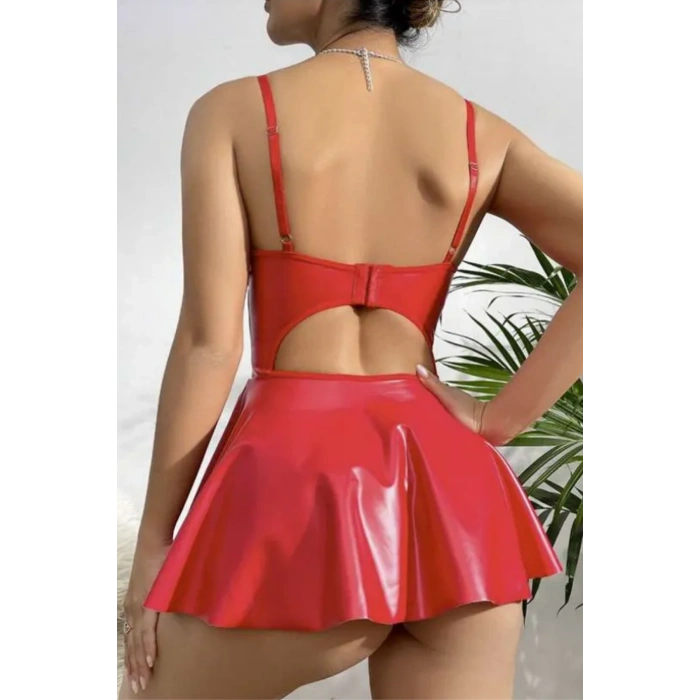 Deri Fantezi İç Giyim Kırmızı