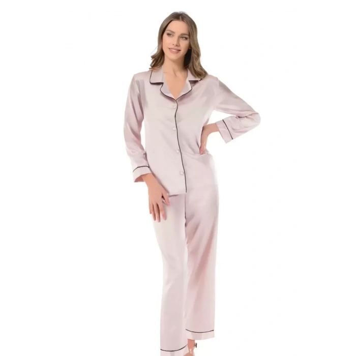 Saten Pijama Takımı Pudra