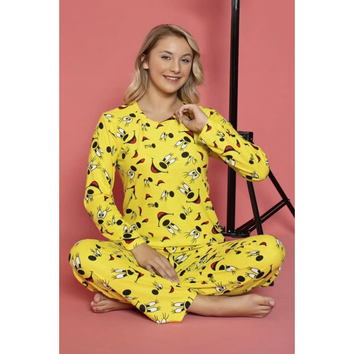 Süet Pijama Takımı Sarı Renk