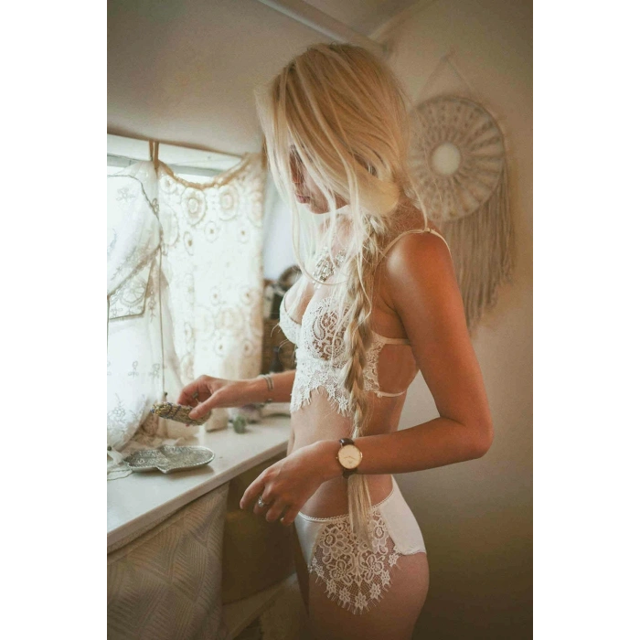 Kadın Dantel Alt Üst Takım Beyaz