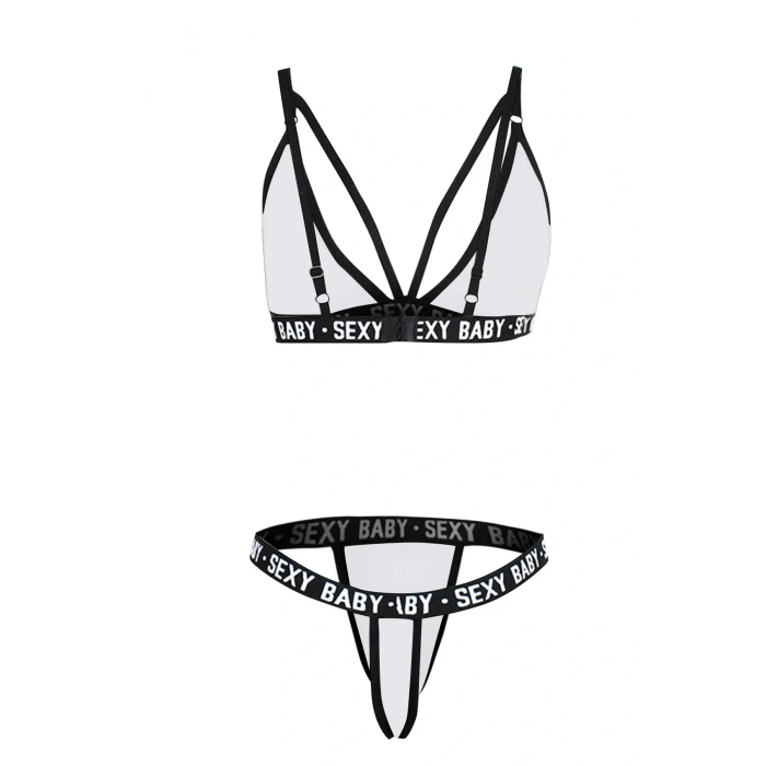 Kadın Beyaz Yazı Detaylı Ipli Sütyen Takımı