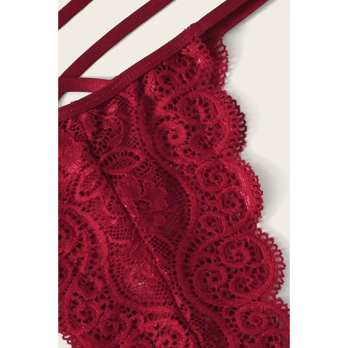 Kadın Bordo Dantel Sütyen Külot Takımı