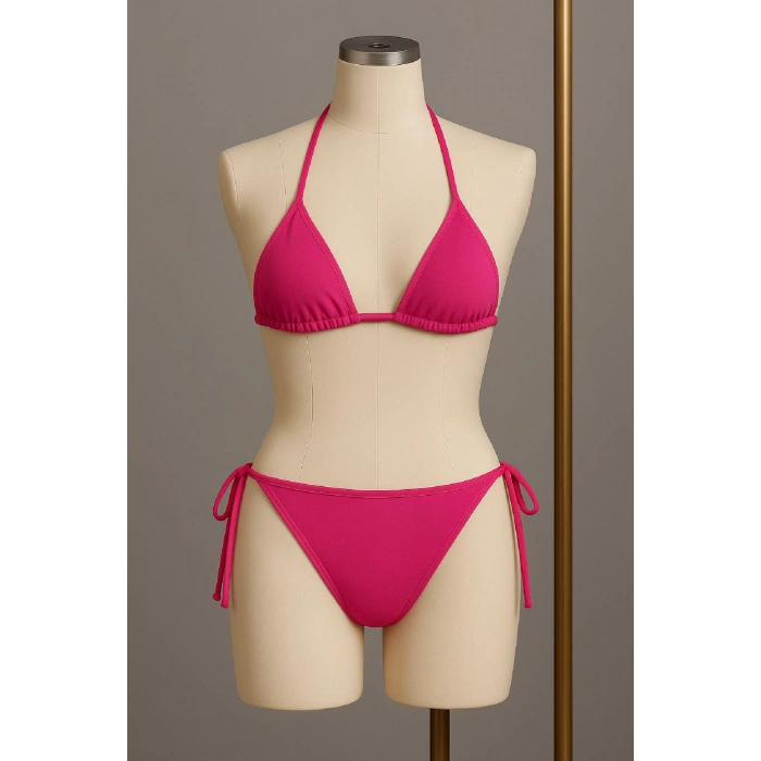Kadın Fuşya Yandan Bağlamalı Bikini Mayo Takımı