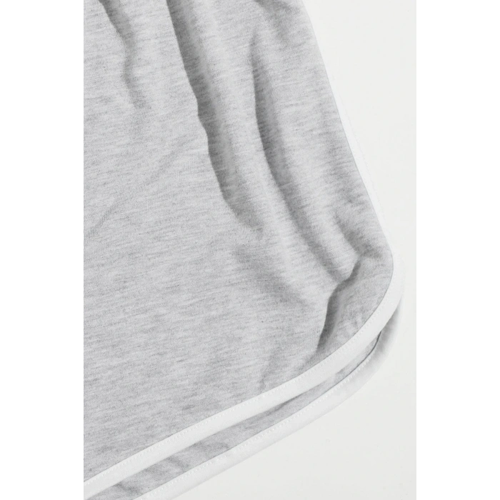 Kadın Gri Askılı Crop Top ve Şortlu Gecelik Takım