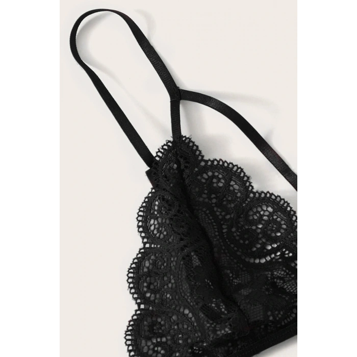 Kadın Siyah Dantel Sütyen Külot Takımı