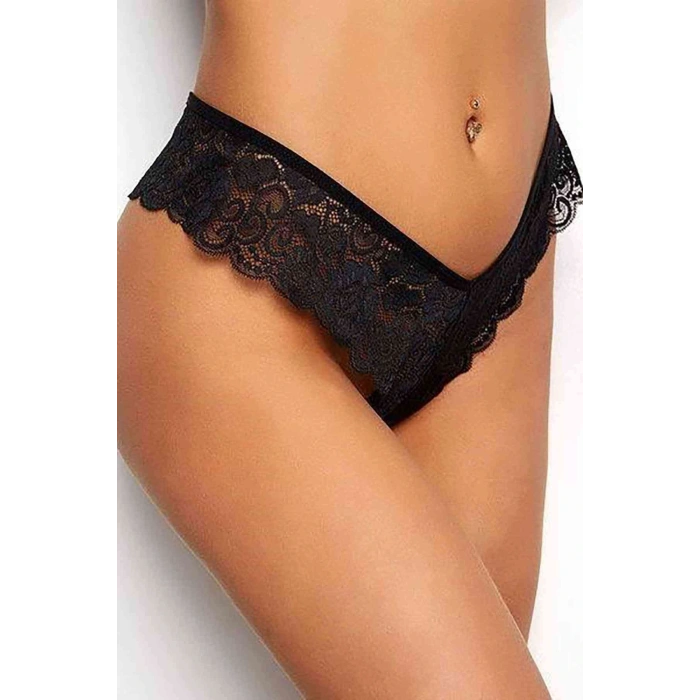 Kadın Siyah Dantelli Seksi Külot