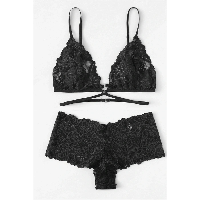 Kadın Siyah Özel Şık Sütyen Külot Takımı