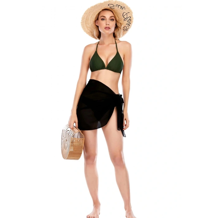 Kadın Siyah Transparan Belden Bağlamalı Pareo