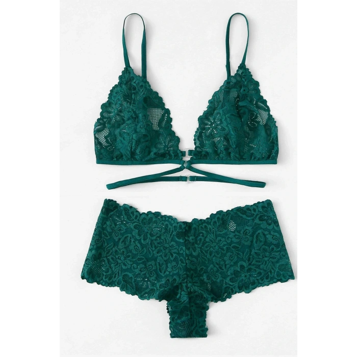 Kadın Yeşil Özel Şık Sütyen Külot Takımı