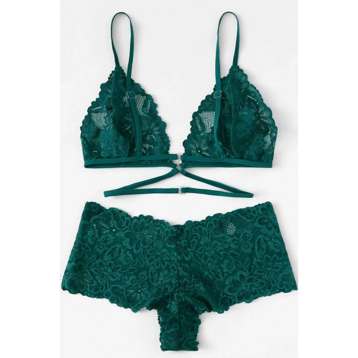 Kadın Yeşil Özel Şık Sütyen Külot Takımı