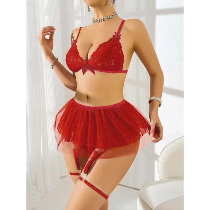 Kırmızı Tül etekli Fantezi Kostüm 2211
