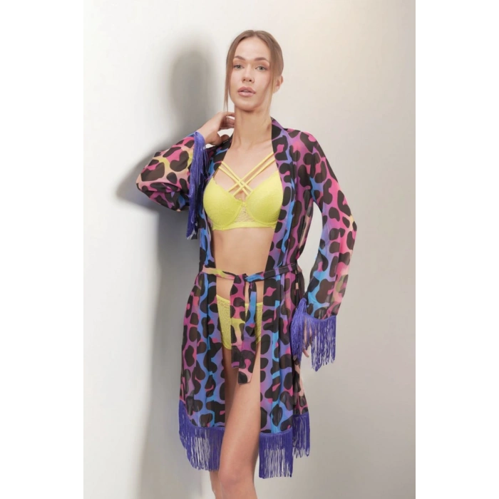 Siyah Renkli Leopard Model Kadın Plaj Pareo