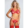 Kadın Özel Bölgeleri Açık Fantezi Takım Kırmızı