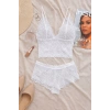 Kadın Beyaz Dantel Bralet Şort Takımı – Romantik ve Zarif İç Giyim