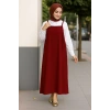 Kadın Bordo Basic Ayarlanabilir Askılı Jile Elbise