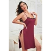 Kadın Siyah Cut Out Detaylı Yırtmaçlı Sexy Gecelik