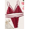 Kadın Bordo Dantel Sütyen Külot Takımı