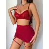 Kadın Bordo Etek Fantezi Jartiyer Sexy Gecelik Takım 2151