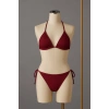 Kadın Bordo Yandan ve Boyundan Bağlamalı Bikini Mayo Takımı