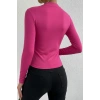 Kadın Fuşya Belden ve Boyundan Büzgü Detaylı Uzun Kollu Bluz