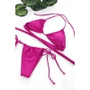 Kadın Fuşya Yandan Bağlamalı Tangalı Üçgen Bikini Mayo Takımı