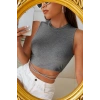 Kadın Gri Çapraz Bağlamalı Crop Top Büstiyer