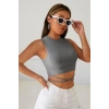 Kadın Gri Çapraz Bağlamalı Crop Top Büstiyer