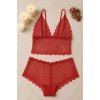 Kadın Kırmızı Dantel Bralet Şort Takımı – Tutkulu ve Çekici İç Giyim