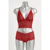 Kadın Kırmızı Dantel Bralet Şort Takımı – Tutkulu ve Çekici İç Giyim