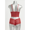 Kadın Kırmızı Dantel Bralet Şort Takımı – Tutkulu ve Çekici İç Giyim