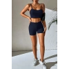 Kadın Lacivert Şortlu Kaşkorse Gecelik Takım