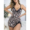 Kadın Leopar Desenli Dantel Detaylı elbise 5062
