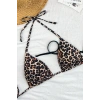 Kadın Leopar Desenli ve Siyah Minimal Kesim Üçgen Bikini Üstü