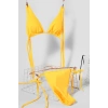 Kadın Sarı Yandan Bağlamalı Tangalı Üçgen Bikini Mayo Takımı