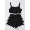 Kadın Siyah Askılı Crop Top ve Şortlu Gecelik Takım