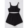Kadın Siyah Askılı Crop Top ve Şortlu Gecelik Takım