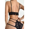 Kadın Siyah Dantel Cut-Out Detaylı Şık Sütyen ve Külot Takımı