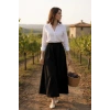 Kadın Siyah Double Kumaş Beli Lastikli Cepli Etek